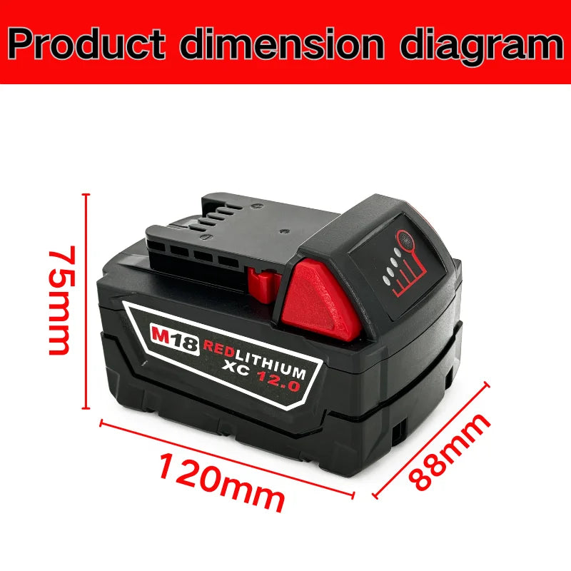 For Milwaukee M18 9000mAh 18V Li-ion Replacement Battery M18B12 For Milwaukee 18V Tool 9.0Ah Rechargeable Battery 6A Charger