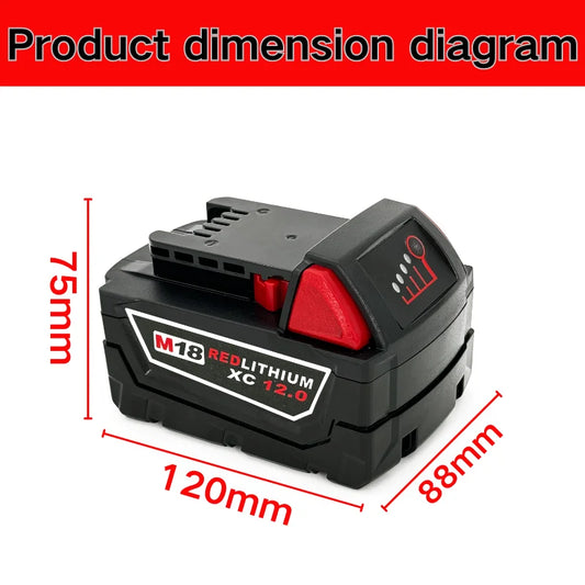 For Milwaukee M18 9000mAh 18V Li-ion Replacement Battery M18B12 For Milwaukee 18V Tool 9.0Ah Rechargeable Battery 6A Charger