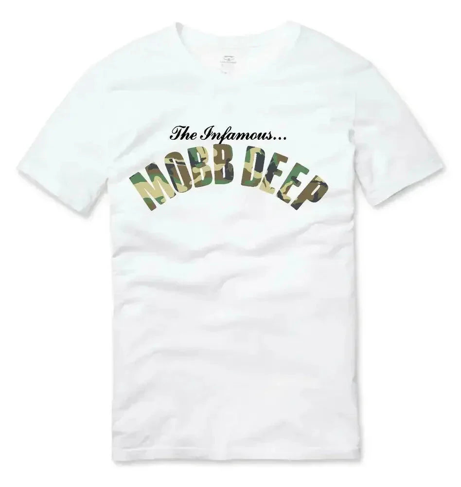 Mens Brand Fashion T-shirt Summer T Shirts Mobb Deep Mens Infamous on Red T-shirt Red Unisex Short Sleeve Male Casual Tee-shirt
