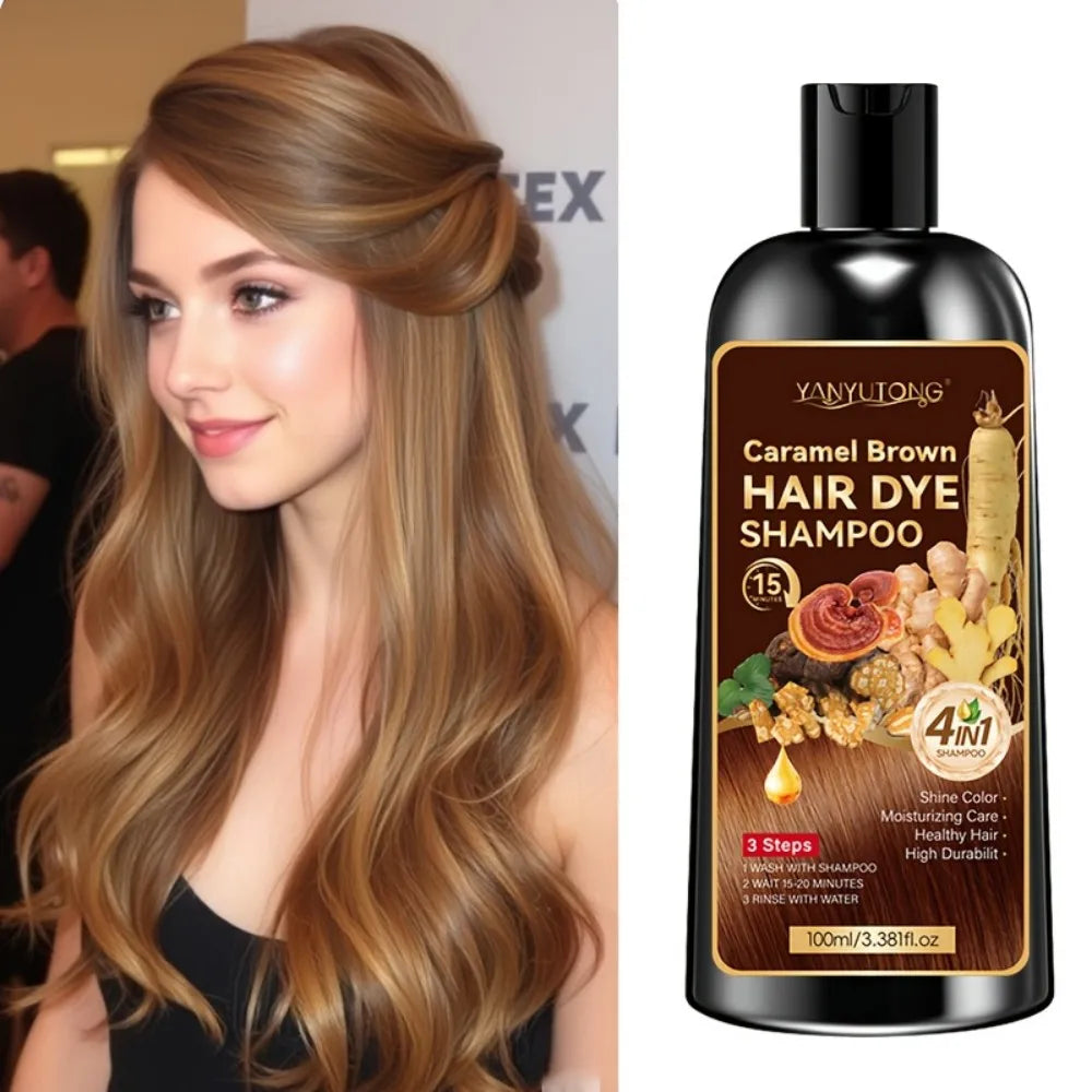 Unisex adult 4-in-1 hair dye shampoo, hair dye shampoo foam, plant-based hair dye, easy to shampoo, cover gray hair