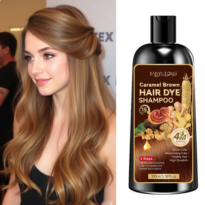 Unisex adult 4-in-1 hair dye shampoo, hair dye shampoo foam, plant-based hair dye, easy to shampoo, cover gray hair