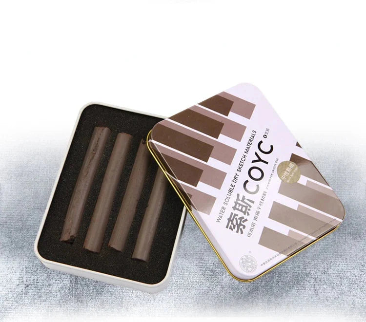 4 Pcs/box Sketch Charcoal Water-soluble Sketching Dry Materials Charcoal Brushes Charcoal Strips Art Painting Supplies