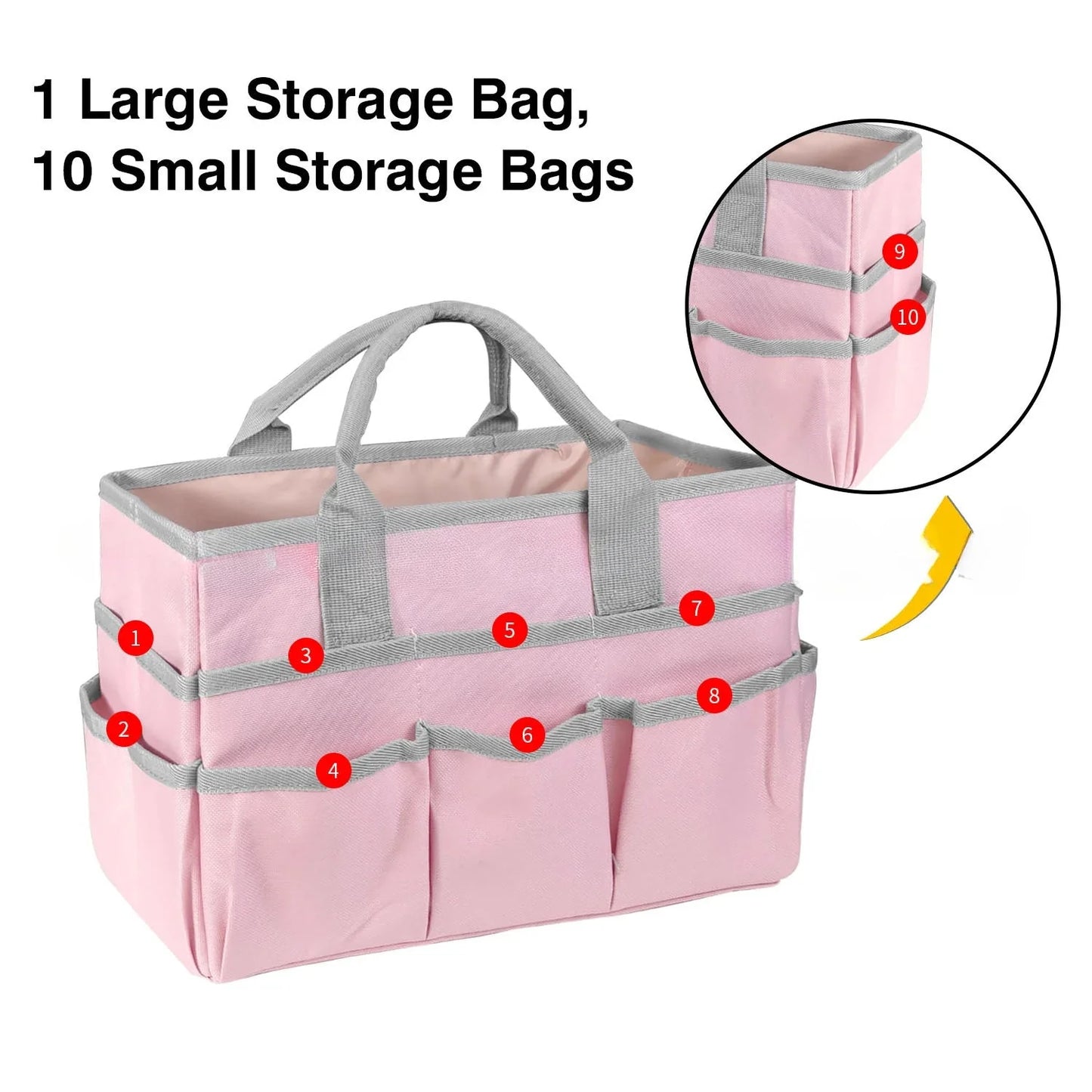 Art Supplies Teacher Portable Storage Bag, Gardening and Trimming Tool Bag, Craft Work Storage Bag, Portable Foldable Tote Pouch