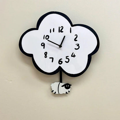 Cartoon Silent Swinging Wall Clock - Cute Home Decor for Living Room Bedroom - Room Decoration Silent Wall Clock