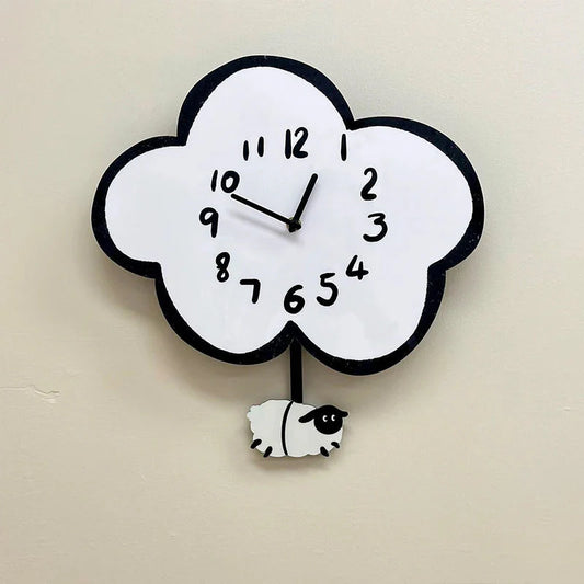 Cartoon Silent Swinging Wall Clock - Cute Home Decor for Living Room Bedroom - Room Decoration Silent Wall Clock