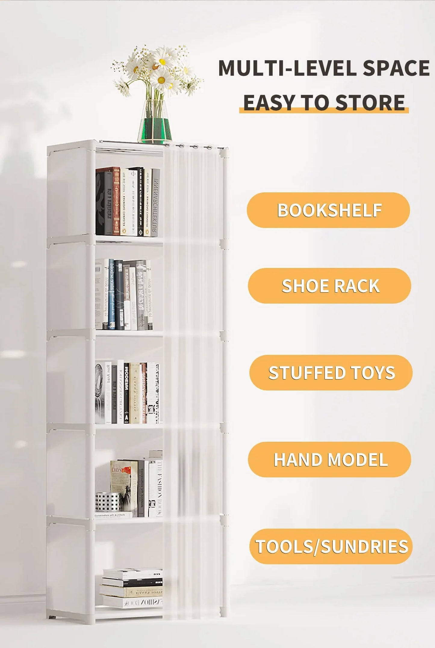 6 Layers Simple Wardrobe Portable Clothes Toys Organizer Dustproof Double Row High Capacity Partition Bookshelf Bedroom Cabinet