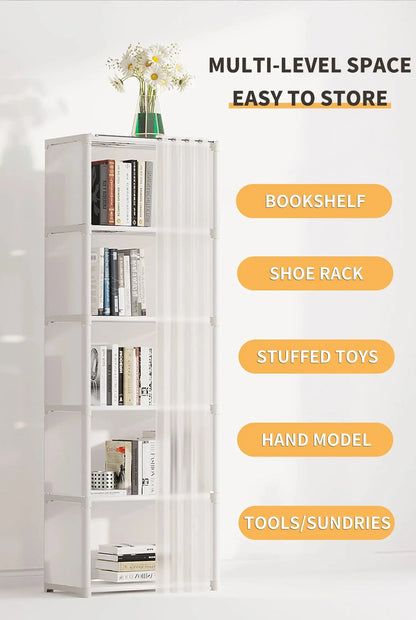 6 Layers Simple Wardrobe Portable Clothes Toys Organizer Dustproof Double Row High Capacity Partition Bookshelf Bedroom Cabinet