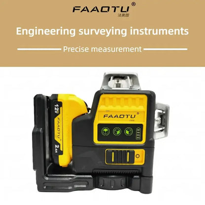 FAAOTU DW089LG 12 Lines 3 Sides 360 Degree Vertical 12V Lithium Battery Laser Level Horizontal Green Meter Outdoor