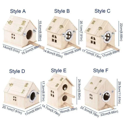Practical Large Space Wood Bird House Rainproof Hanging Birds Breeding Box Sun Protection Bird Nest For Bird Cage