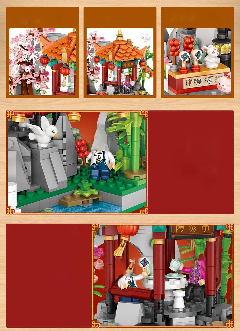 LOZ 1923 Street View Lantern Festival Pavilion Building Block Set