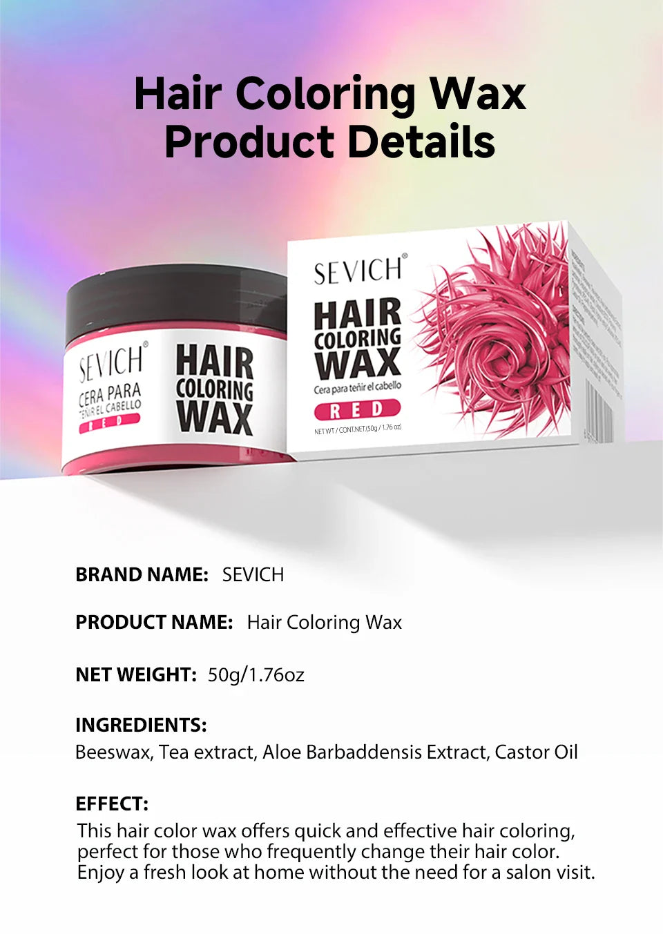 SEVICH Hair Colour Wax Temporary DIY Hair Coloring Wax One-Time Long Lasting Hair Dye Mud Cream Christmas Hair Styling Products