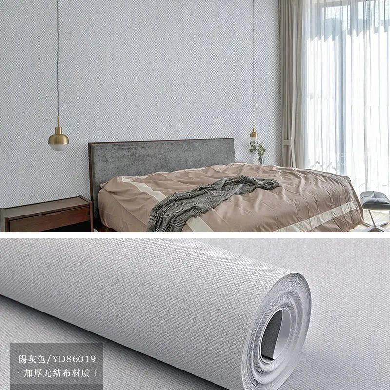 Modern Nordic Linen Textured Wallpaper – Eco-Friendly Non-Woven Solid Color Wall Covering