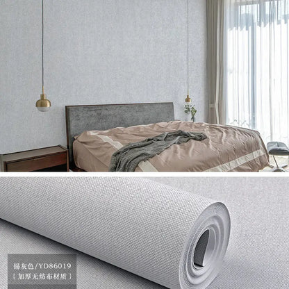 Modern Nordic Linen Textured Wallpaper – Eco-Friendly Non-Woven Solid Color Wall Covering