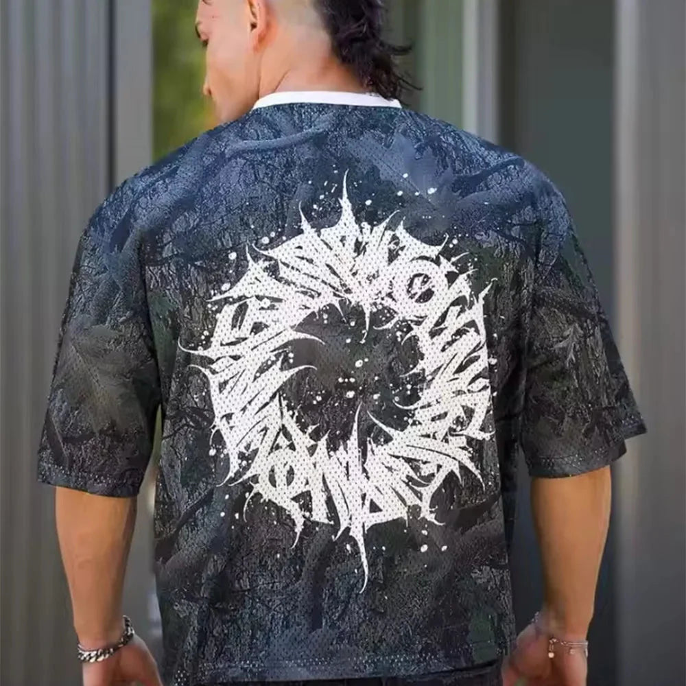 T-shirts Men Summer New Sports Man T-shirts Leisure Mesh Round Neck Fashion Loose And Comfortable Clothing Gym Running Shirts