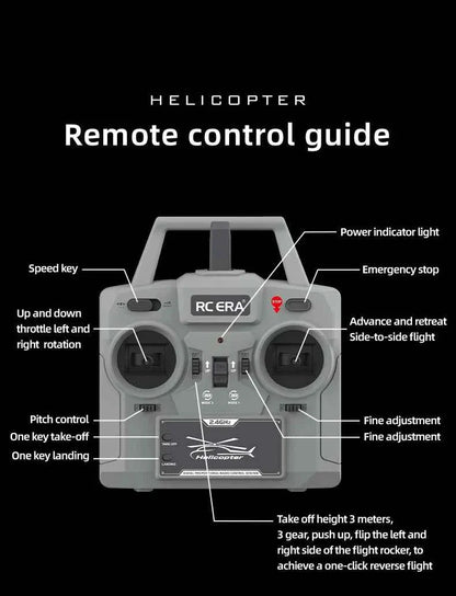 RC ERA Weathered Marine C032 UH1Huey One Click Inverted Flight TOF Optical Flow Gyro Stabilized RC Helicopter for Adults