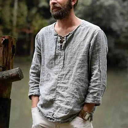New Spring and Summer Long-sleeved T-shirts for Men's Hot European and American Men's Solid Color Trend
