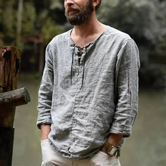 New Spring and Summer Long-sleeved T-shirts for Men's Hot European and American Men's Solid Color Trend