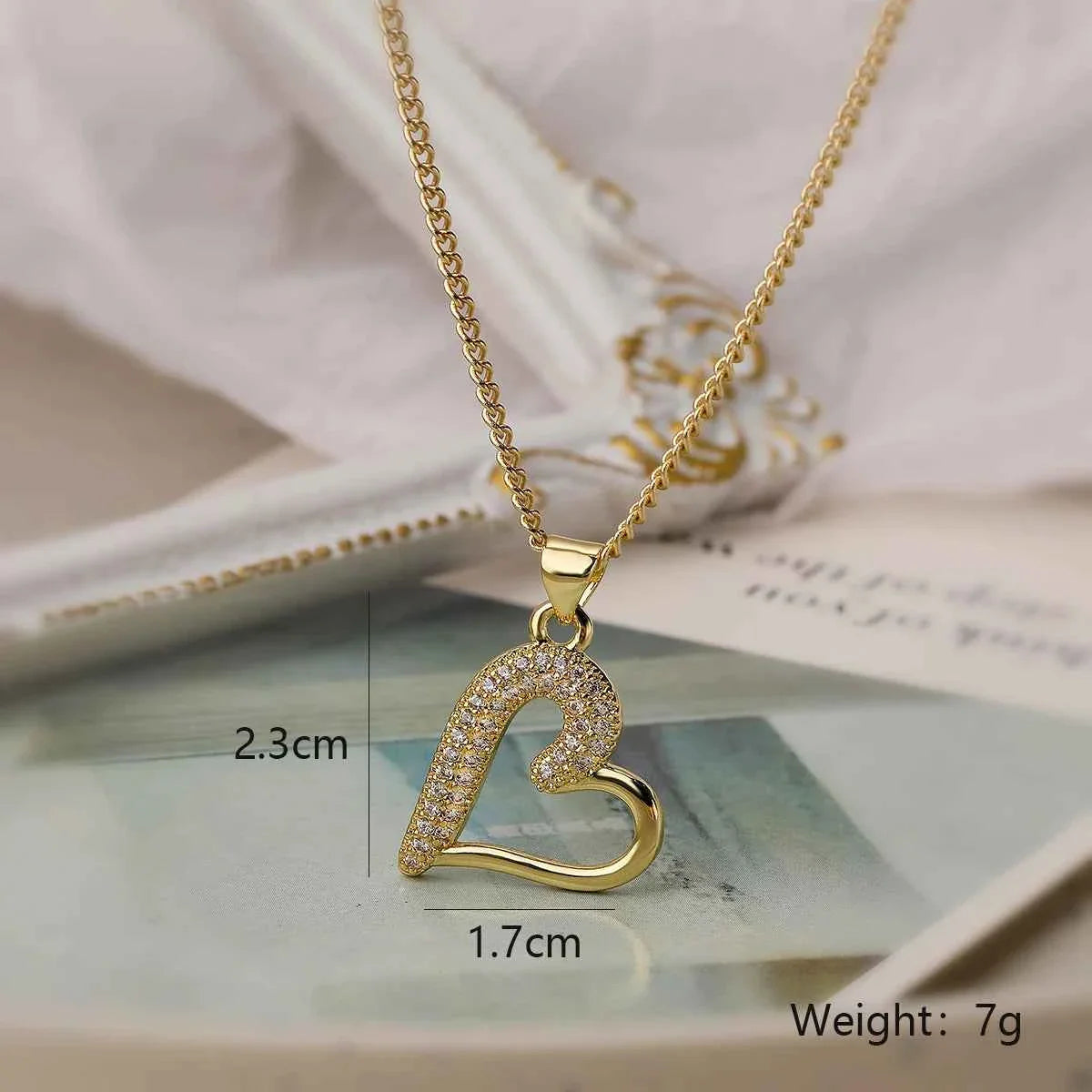 Mafisar Non-Fading Gold Color 316L Stainless Steel Party Jewelry Shiny AAA CZ Zircon Heart Pendants Necklaces For Women