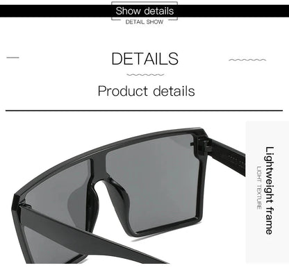 Oversized Square Sunglasses Women 2024 Luxury Brand Fashion Flat Top Red Black Clear Lens Men Fishing Shade Mirror UV400
