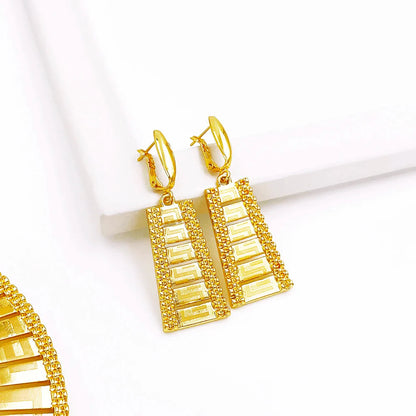 Dubai Jewelry Set Women Luxury Design High-end Gold Plated Necklace Bangle Earring Ring Daily Wear Accessory Ideal Gift