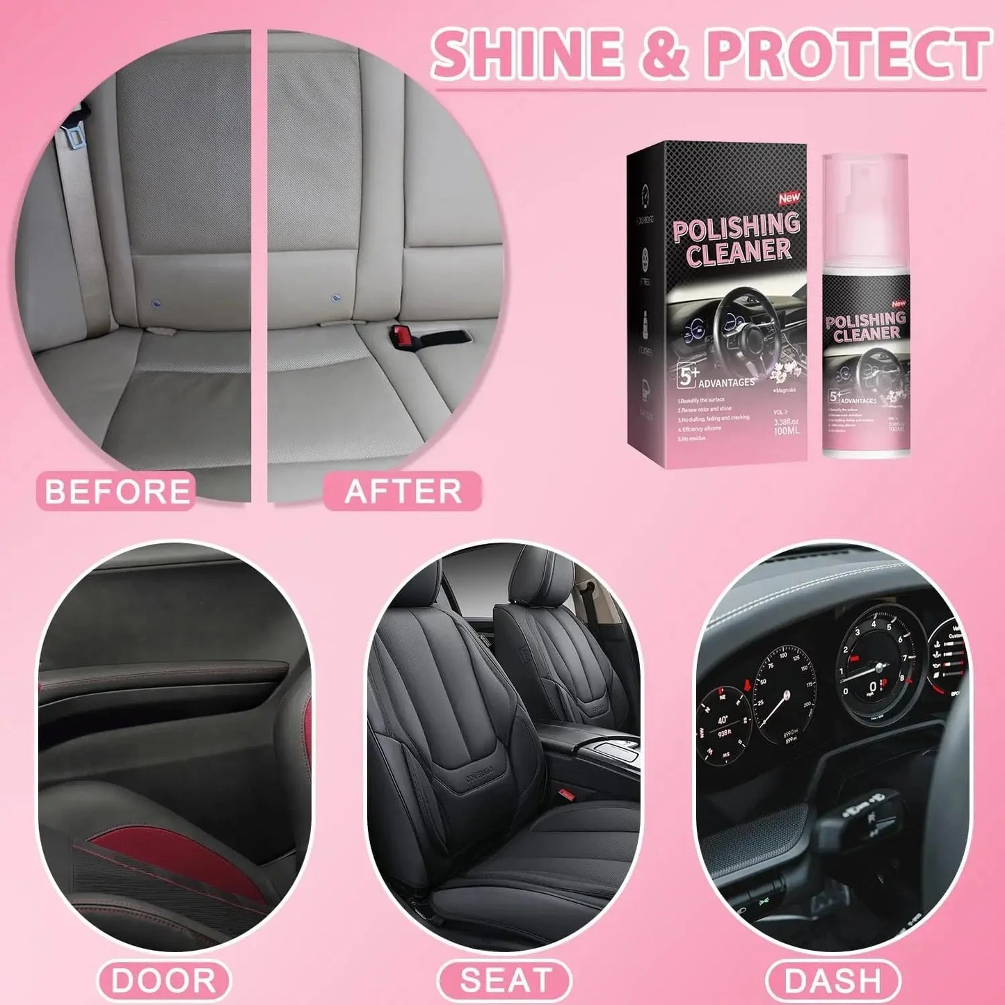 Car Interior Cleaner, Vehicle Interior Polish, 100ml Car Interior Cleaner, Interior Detailer Spray, Total Car Interior Cleaner
