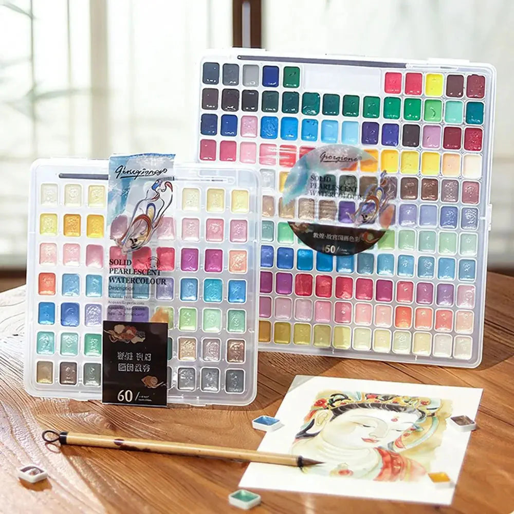12/24/35/48Color Pearlescent Solid Watercolor Paint Multifunctional Painting Tool Set Painting Paint DIY Watercolor Sets