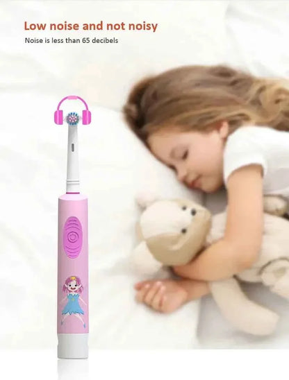 Kids Electric Toothbrush Colorful Cartoon Soft Bristle Rounded Vibrate Heads Teeth Brush Gum Care Battery Power 3-15 Years Old