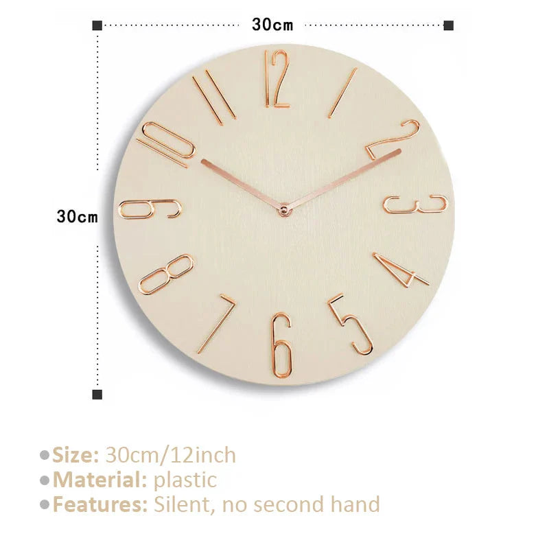 Nordic Style Home Wall Clock No Second Hand Simple Quartz 30"