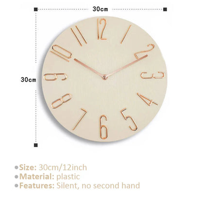 Nordic Style Home Wall Clock No Second Hand Simple Quartz 30"