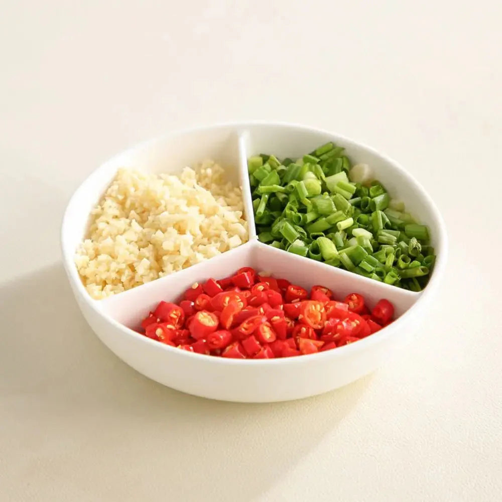 3 Compartments Grid-shaped Dinner Plate White Ceramic Divided Food Tray Durable Large Capacity Steamed Plate Breakfast Dish