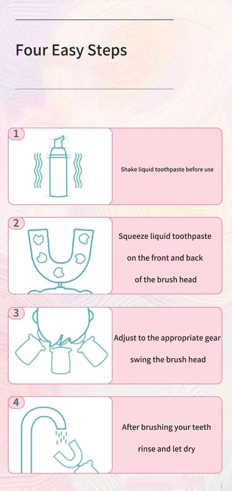360° Sonic Electric Toothbrush U Shape Rechargeable for Kids Children Automatic Silicone Tooth Brush Smart Timer Blue Light IPX7