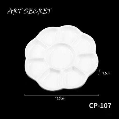 Artsecret 1 pc Simple White Ceramic Multi-Compartment Palette Pigment Mixing Palette Art Supplies Multiple Variants Available