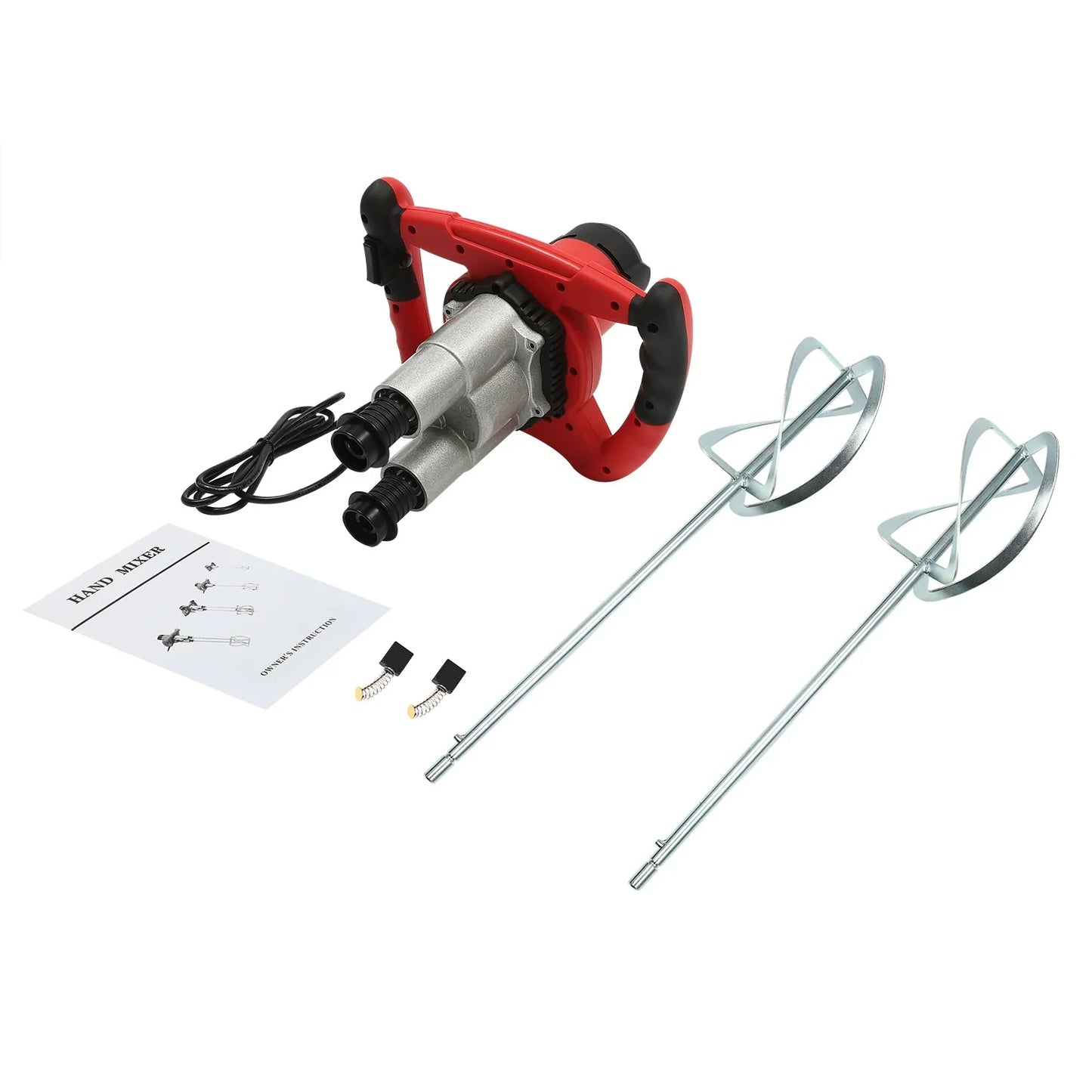2 Paddle Cement Mixer Mortar Stirrer Concrete Paint Mortar Hand Mixer 6  Speeds Optional Red 1800W / Green 2800W