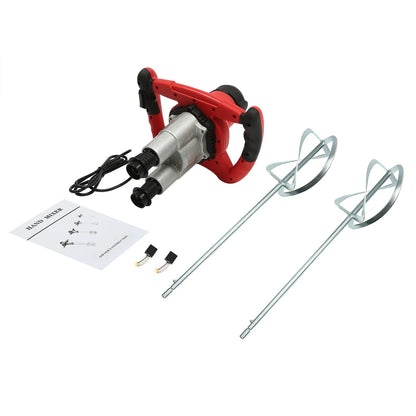 2 Paddle Cement Mixer Mortar Stirrer Concrete Paint Mortar Hand Mixer 6  Speeds Optional Red 1800W / Green 2800W