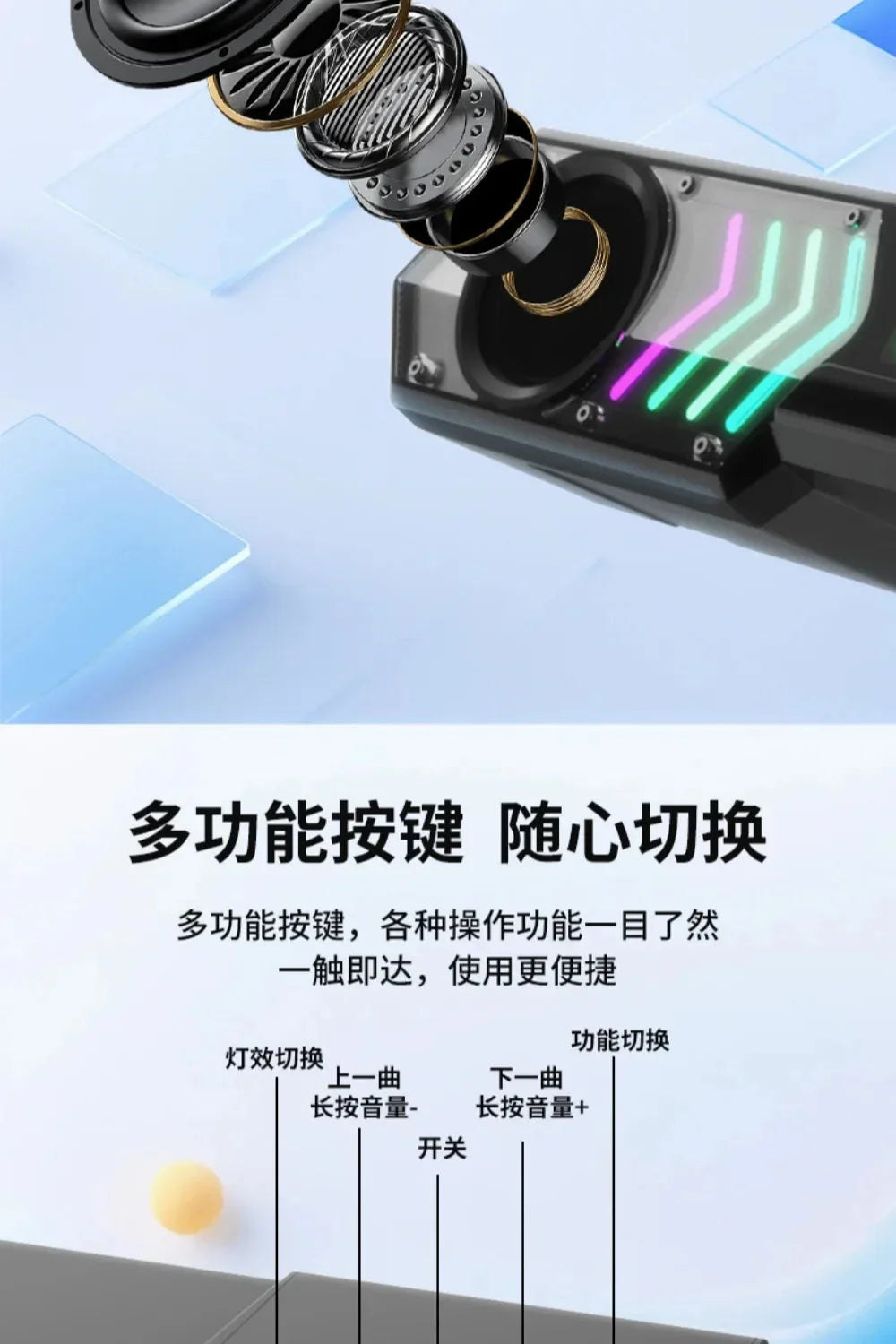 Desktop Wired Bluetooth Soundbar Computer Speaker HIFI Stereo Soundbox with Dynamic RGB Light Effect Double Bass Diaphragm