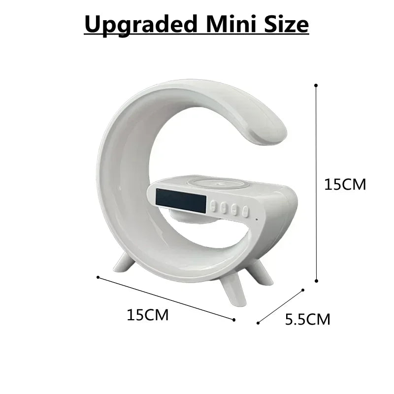 Multifunction RGB Light Bluetooth Speaker Alarm Clock 15W Wireless Charger Stand Pad For iPhone Samsung Fast Charging Station