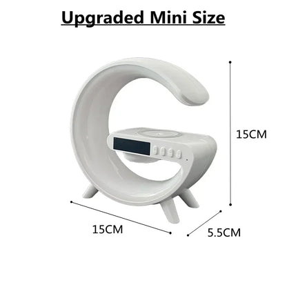 Multifunction RGB Light Bluetooth Speaker Alarm Clock 15W Wireless Charger Stand Pad For iPhone Samsung Fast Charging Station