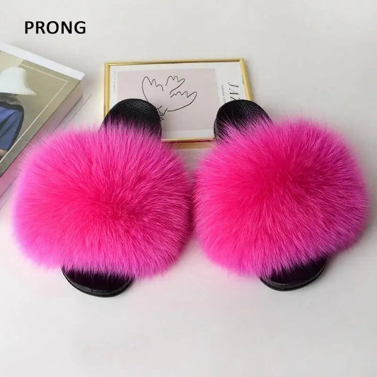 Summer Women Fur Slides Fluffy Furry Slippers Indoor Fuzzy Flip Flops Casual Outdoor Flat Ladies Fur Sandals Plush House Shoes