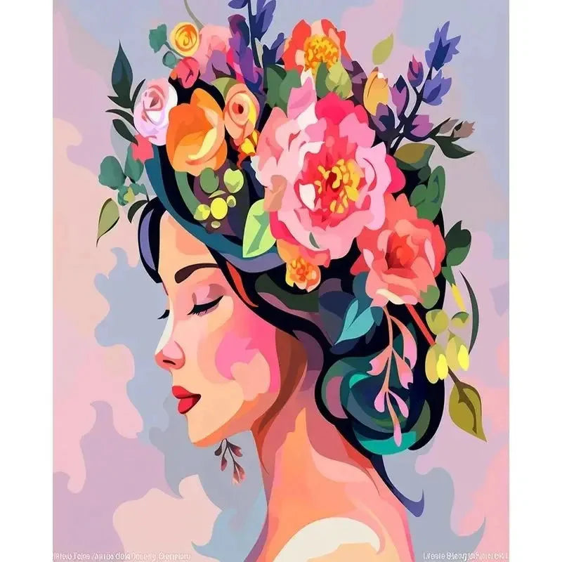 Paint By Number Woman Drawing on Canvas HandPainted Art Gift DIY Pictures By Number Flower Girl Kits Home Decoration