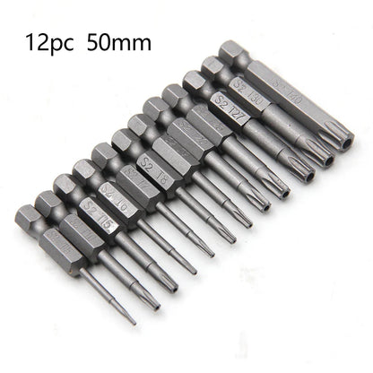 50-75-100mm Hollow Plum Blossom Extended S2 Bit Hexagon Handle Screwdriver Bit Screwdriver Tool Set