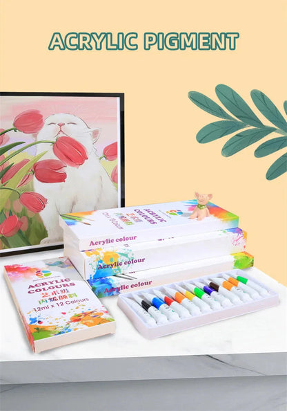 Acrylic Paint Set 12/18/24/36 Colors 12ml Tubes Non-Toxic Waterproof Art Craft Paints for Artists Kids Beginners School Supplies