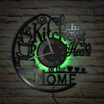 The Kitchen The Heart Of The Home Inspired Vinyl Record Clock Modern Design Vinyl Wall Watch Kitchen Decor Noiseless Timepieces