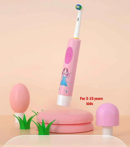 Kids Electric Toothbrush Colorful Cartoon Soft Bristle Rounded Vibrate Heads Teeth Brush Gum Care Battery Power 3-15 Years Old
