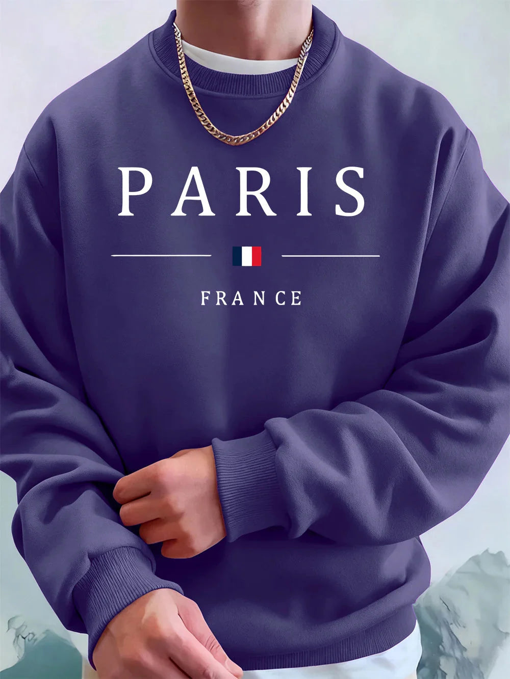 Paris France Flag Printing Men'S Hoodies Autumn Oversize Sweatshirt Hip Hop Crewneck Fleece Warm Streetwear Street Men Clothes