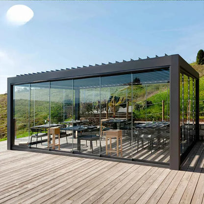 3X3Bioclimatic Pergola Aluminium Pergola Outdoor  Aluminum Pergola Gazebo Manual Pavilion Louver Roof Pergola Carport