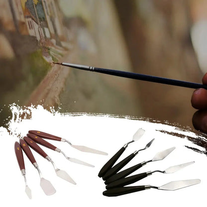 Hot 5PCS Stainless Steel Scraper Spatula Art Supplies for Artist Canva Oil Paint Color Mixing Palette Knife Painting Wholesale
