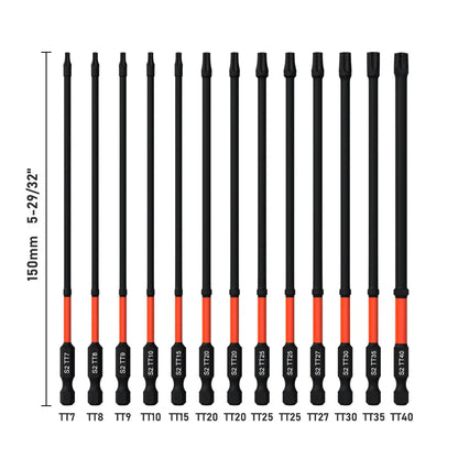 Impact Torx Bit Set-3/6 Inch  (T7-T40) & Impact Hex Head Allen Wrench Drill Bit Set-2/4 Inch  (H1.5-H8)  With CNC Machined Tips,