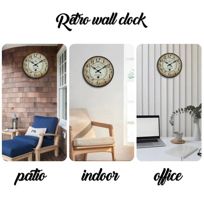 Retro“ Antoine De Praiteon a Paris Dehuis1801” Pattern Wooden Wall Clock Living Room Bedroom Kitchen Home Decoration Wall Clock Silent Quartz Clock Holiday Gift 10 Inches 12 Inches 14 Inches 16inch (Without Battery)