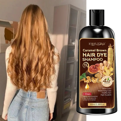 Unisex adult 4-in-1 hair dye shampoo, hair dye shampoo foam, plant-based hair dye, easy to shampoo, cover gray hair