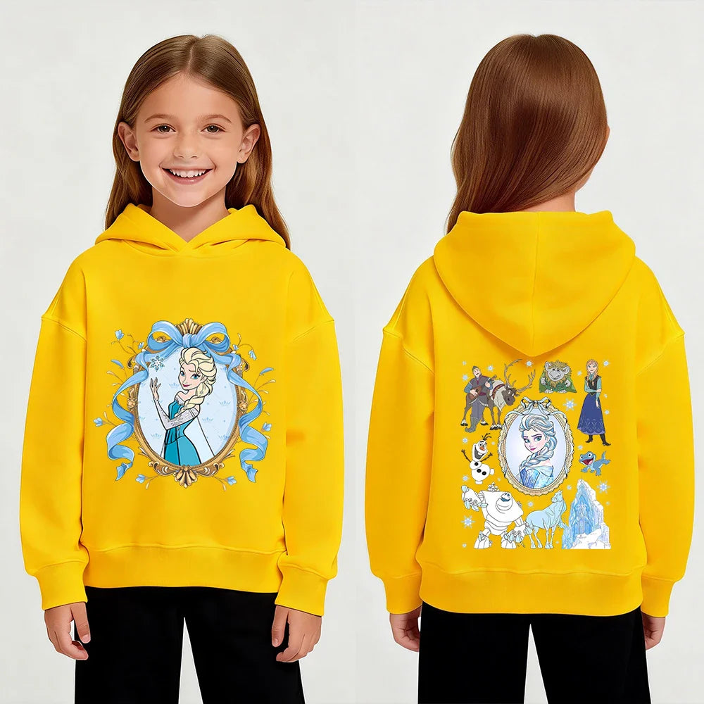 Disney Stitch Frozen Elsa Plush Pullover Hoodie - Children's Winter Fleece Sweatshirt